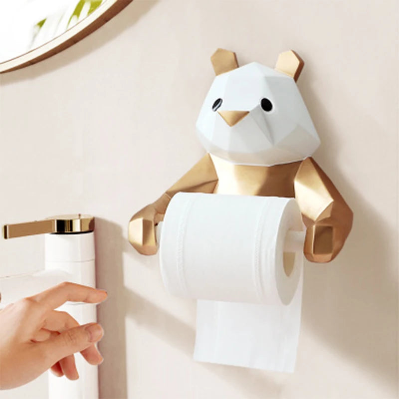 Panda Roll Paper Holder Wall Mount Towel Tissue Holder Bathroom Kitchen Tissue Hanger WC Bathroom Organizer Bathroom Accessories