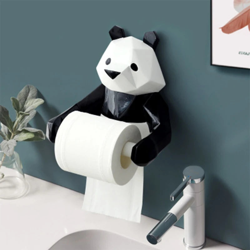 Panda Roll Paper Holder Wall Mount Towel Tissue Holder Bathroom Kitchen Tissue Hanger WC Bathroom Organizer Bathroom Accessories