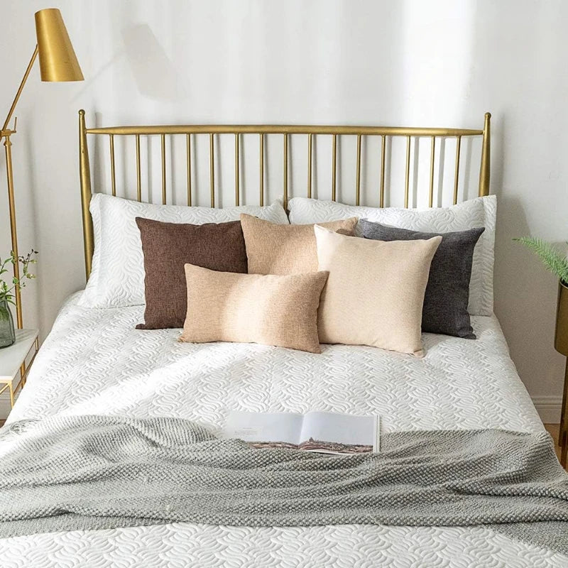 Set of 2 Linen Throw Pillow Covers 18 Inch Burlap Square Farmhouse Throw Pillow Cases for Chair Sofa Bed Car Couch Sofa Decor