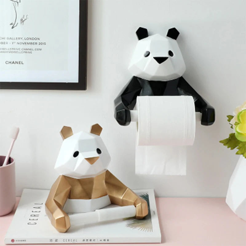 Panda Roll Paper Holder Wall Mount Towel Tissue Holder Bathroom Kitchen Tissue Hanger WC Bathroom Organizer Bathroom Accessories
