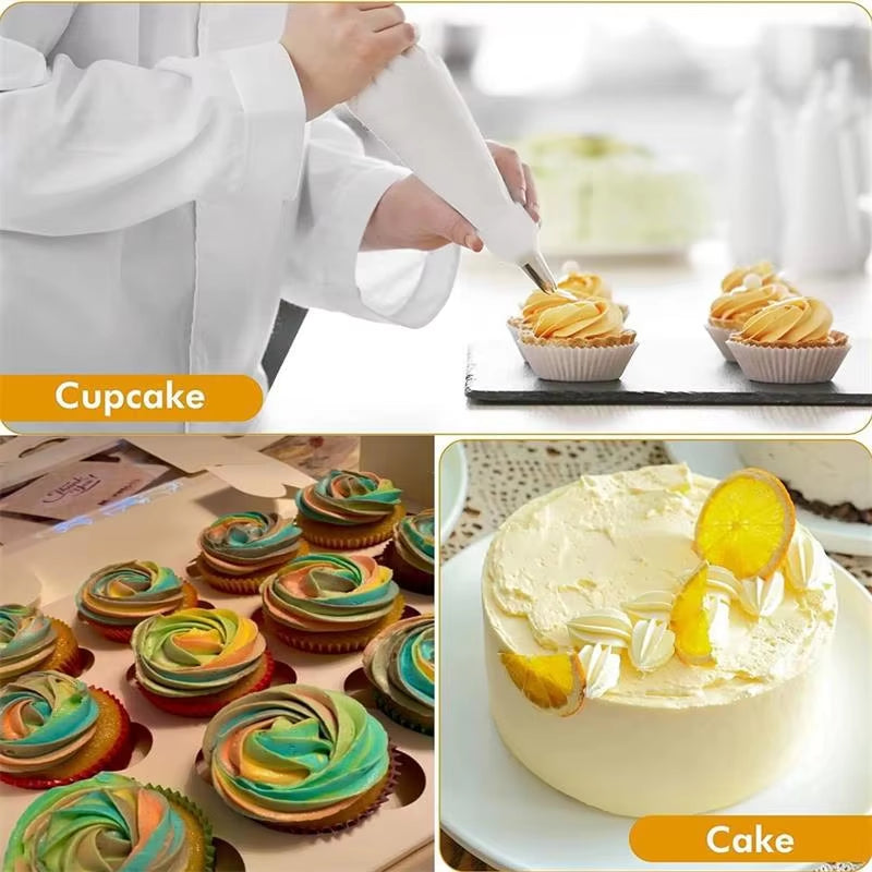 Silicone Piping Bags and Tips Set Cake DIY Decorating Kit with Stainless Steel Nozzle Reusable Silicone Pastry Baking Tool