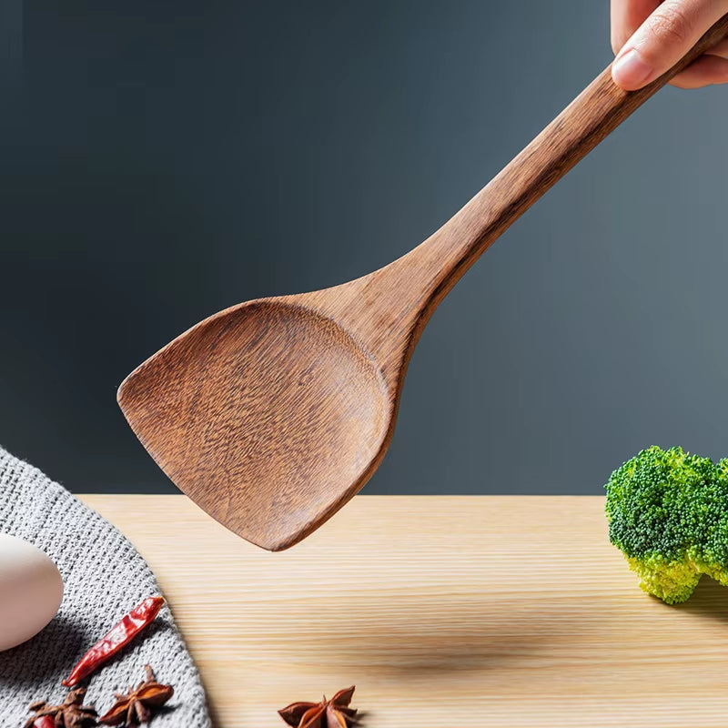 Kitchen Utensils Set Non-Stick Cookware for Kitchen Wooden Handle Soup Spoon Spatula Rice Spoon Shovel Kitchen Accessories