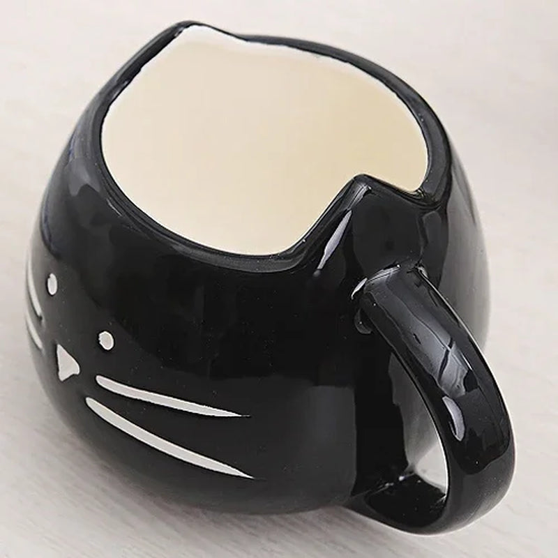 Ceramic Cute Cat Mugs with Spoon Coffee Tea Milk Animal Cups with Handle Black and White Pair Cup 400Ml Drinkware Nice Gifts