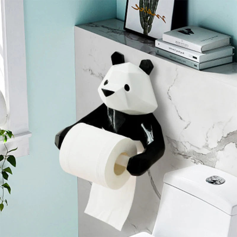 Panda Roll Paper Holder Wall Mount Towel Tissue Holder Bathroom Kitchen Tissue Hanger WC Bathroom Organizer Bathroom Accessories